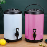 NNEAGS 4X 10L Stainless Steel Insulated Milk Tea Barrel Hot and Cold Beverage Dispenser Container with Faucet Pink
