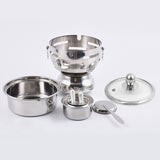 NNEAGS Stainless Steel Mini Asian Buffet Hot Pot Single Person Shabu Alcohol Stove Burner with Glass Lid
