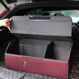 NNEAGS 4X Leather Car Boot Collapsible Foldable Trunk Cargo Organizer Portable Storage Box Red Medium