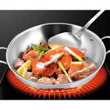 NNEAGS 3-Ply 42cm Stainless Steel Double Handle Wok Frying Fry Pan Skillet with Lid