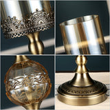 NNEAGS 42cm Glass Candle Holder Candle Stand Glass/Metal
