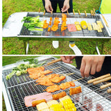 NNEAGS 2X Skewers Grill with Side Tray Portable Stainless Steel Charcoal BBQ Outdoor 6-8 Persons