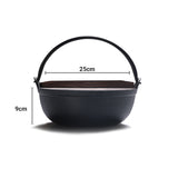 NNEAGS 2X 25cm Cast Iron Japanese Style Sukiyaki Tetsu Nabe Shabu Hot Pot with Wooden Lid