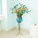 NNEAGS 12pcs Artificial Silk Flower Fake Rose Bouquet Table Decor Blue