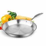 NNEAGS Stainless Steel Fry Pan 24cm 34cm Frying Pan Top Grade Skillet Induction Cooking FryPan