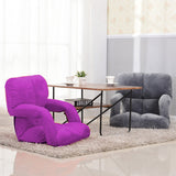 NNEAGS 2X Foldable Lounge Cushion Adjustable Floor Lazy Recliner Chair with Armrest Purple