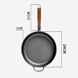 NNEAGS 29cm Round Cast Iron Frying Pan Skillet Steak Sizzle Platter with Helper Handle