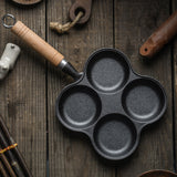 NNEAGS 2X 4 Mold Multi-Portion Cast Iron Breakfast Fried Egg Pancake Omelet Fry Pan
