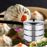 NNEAGS 3 Tier 22cm Stainless Steel Steamers With Lid Work inside of Basket Pot Steamers