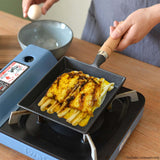 NNEAGS 2X Cast Iron Tamagoyaki Japanese Omelette Egg Frying Skillet Fry Pan Wooden Handle