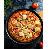 NNEAGS 7-inch Round Black Steel Non-stick Pizza Tray Oven Baking Plate Pan