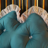 NNEAGS 2X 150cm Blue-Green Princess Bed Pillow Headboard Backrest Bedside Tatami Sofa Cushion with Ruffle Lace Home Decor
