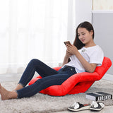 NNEAGS 2X Foldable Lounge Cushion Adjustable Floor Lazy Recliner Chair with Armrest Red