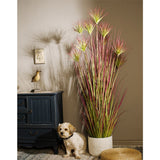 NNEAGS 120cm Purple-Red Artificial Indoor Potted Papyrus Plant Tree Fake Simulation Decorative