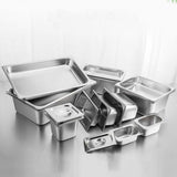 NNEAGS GN Pan Full Size 1/2 GN Pan 10cm Deep Stainless Steel Tray With Lid