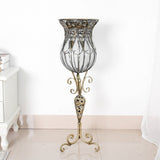 NNEAGS 85cm Clear Glass Tall Floor Vase with 12pcs White Artificial Fake Flower Set