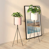 NNEAGS 2X 80cm Tripod Flower Pot Plant Stand with Pink Flowerpot Holder Rack Indoor Display
