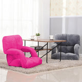 NNEAGS Foldable Lounge Cushion Adjustable Floor Lazy Recliner Chair with Armrest Pink