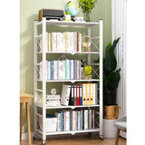 NNEAGS 2X 5 Tier Steel White Foldable Display Stand Multi-Functional Shelves Portable Storage Organizer with Wheels