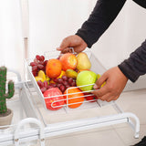 NNEAGS 3 Tier Steel White Adjustable Kitchen Cart Multi-Functional Shelves Portable Storage Organizer with Wheels