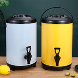 NNEAGS 8X 12L Stainless Steel Insulated Milk Tea Barrel Hot and Cold Beverage Dispenser Container with Faucet Yellow