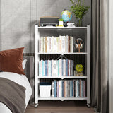 NNEAGS 4 Tier Steel White Foldable Display Stand Multi-Functional Shelves Portable Storage Organizer with Wheels
