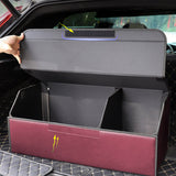 NNEAGS 4X Leather Car Boot Collapsible Foldable Trunk Cargo Organizer Portable Storage Box Red Large