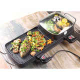 NNEAGS 2 in 1 Electric BBQ Grill Teppanyaki and Steamboat Hotpot Asian Hot Pot