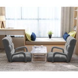 NNEAGS Foldable Lounge Cushion Adjustable Floor Lazy Recliner Chair with Armrest Grey