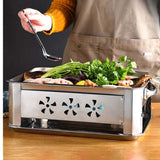 NNEAGS 4X 36CM Portable Stainless Steel Outdoor Chafing Dish BBQ Fish Stove Grill Plate