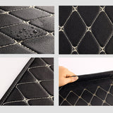 NNEAGS 4X Leather Car Boot Collapsible Foldable Trunk Cargo Organizer Portable Storage Box Black/Gold Stitch Medium