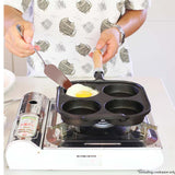 NNEAGS 2X 4 Mold Cast Iron Breakfast Fried Egg Pancake Omelette Fry Pan