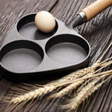 NNEAGS 2X 3 Mold Cast Iron Breakfast Fried Egg Pancake Omelette Fry Pan