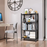 NNEAGS 2X 4 Tier Steel Black Foldable Kitchen Cart Multi-Functional Shelves Portable Storage Organizer with Wheels