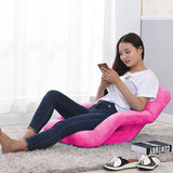 NNEAGS Foldable Lounge Cushion Adjustable Floor Lazy Recliner Chair with Armrest Pink