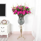 NNEAGS 85cm Clear Glass Tall Floor Vase with 12pcs Artificial Fake Flower Set