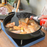 NNEAGS 2X 29cm Round Cast Iron Pre-seasoned Deep Baking Pizza Frying Pan Skillet with Wooden Lid