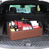 NNEAGS 4X Leather Car Boot Collapsible Foldable Trunk Cargo Organizer Portable Storage Box Coffee Medium