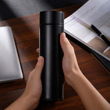 NNEAGS 2X 500ML Stainless Steel Smart LCD Thermometer Display Bottle Vacuum Flask Thermos Black