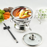 NNEAGS Stainless Steel Mini Asian Buffet Hot Pot Single Person Shabu Alcohol Stove Burner with Glass Lid