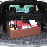NNEAGS 4X Leather Car Boot Collapsible Foldable Trunk Cargo Organizer Portable Storage Box Coffee Large