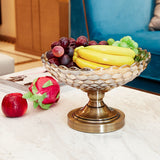NNEAGS Bronze Pedestal Crystal Glass Fruit Bowl Candy Holder Countertop Dessert Serving Basket Decor