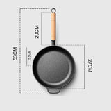 NNEAGS 2X 27cm Round Cast Iron Frying Pan Skillet Steak Sizzle Platter with Helper Handle