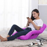 NNEAGS 4X Foldable Lounge Cushion Adjustable Floor Lazy Recliner Chair with Armrest Purple