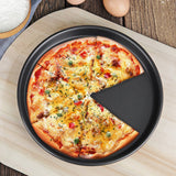 NNEAGS Round Black Steel Non-stick Pizza Tray Oven Baking Plate Pan Set