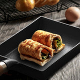 NNEAGS 2X Cast Iron Tamagoyaki Japanese Omelette Egg Frying Skillet Fry Pan Wooden Handle