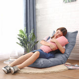 NNEAGS 2X Lounge Floor Recliner Adjustable Lazy Sofa Bed Folding Game Chair Grey