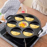 NNEAGS 31.5cm Cast Iron Takoyaki Fry Pan Octopus Balls Maker 7 Hole Cavities Grill Mold