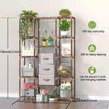 NNETM Multi-layer Wooden Plant Stand - 12 Tier Flower Pot Holder Rack