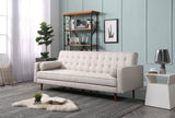 NNEDSZ Bed 3 Seater Button Tufted Lounge Set for Living Room Couch in Fabric Beige Colour